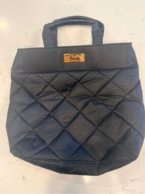 Harrods Black Quilted Top-Handle Small Tote Bag